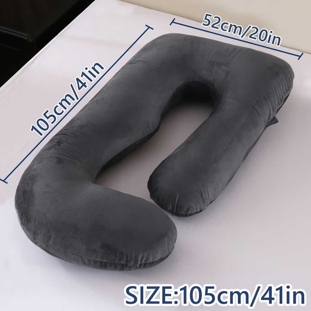 J-Shape Full Body Pillow – Side Sleeper Support for Back, Legs & Belly with Cooling Cover, Medium Firm