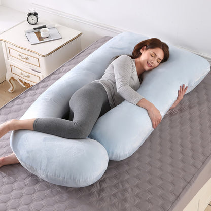 J-Shape Full Body Pillow – Side Sleeper Support for Back, Legs & Belly with Cooling Cover, Medium Firm