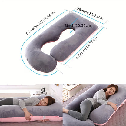 J-Shape Full Body Pillow – Side Sleeper Support for Back, Legs & Belly with Cooling Cover, Medium Firm