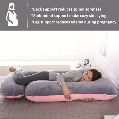 J-Shape Full Body Pillow – Side Sleeper Support for Back, Legs & Belly with Cooling Cover, Medium Firm