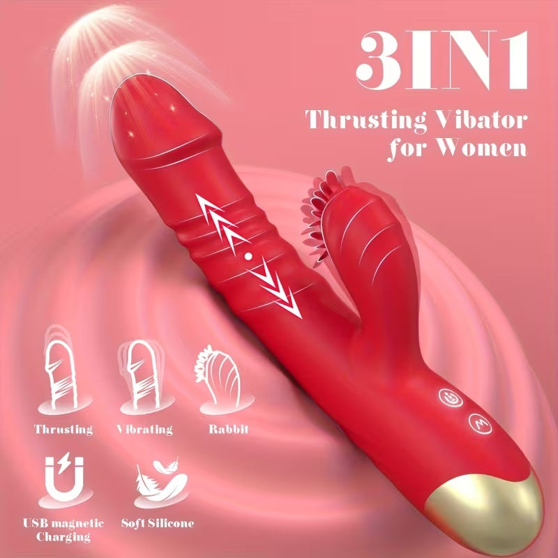 3-in-1 USB Rechargeable Personal Massager – 10 Vibration Modes, Dual-Stimulation Design, Waterproof Silicone Wellness Device
