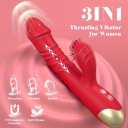 3-in-1 USB Rechargeable Personal Massager – 10 Vibration Modes, Dual-Stimulation Design, Waterproof Silicone Wellness Device