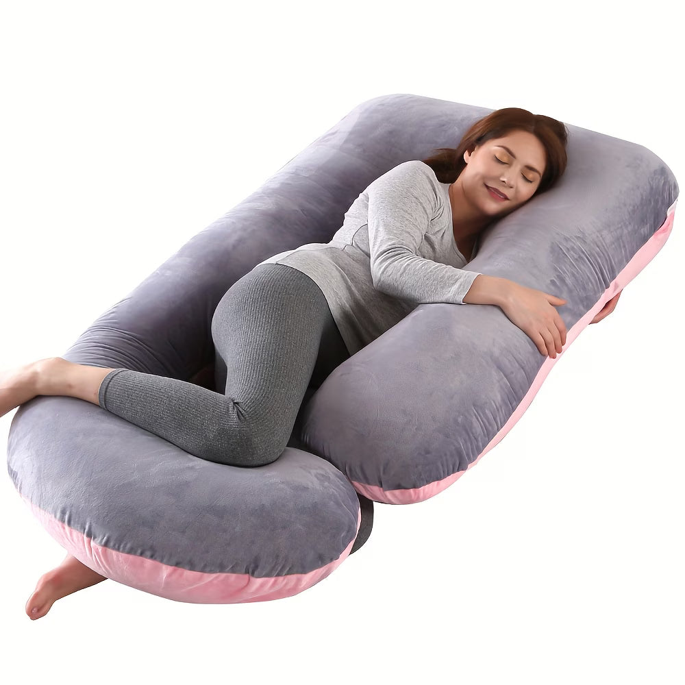 J-Shape Full Body Pillow – Side Sleeper Support for Back, Legs & Belly with Cooling Cover, Medium Firm