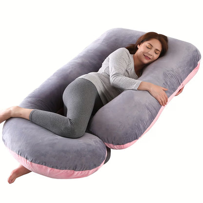J-Shape Full Body Pillow – Side Sleeper Support for Back, Legs & Belly with Cooling Cover, Medium Firm